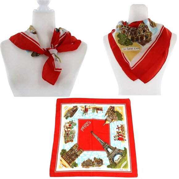 Paris Scarf Red Classic Career Versatile Travel Casual Everyday Weekend Office - Picture 1 of 11